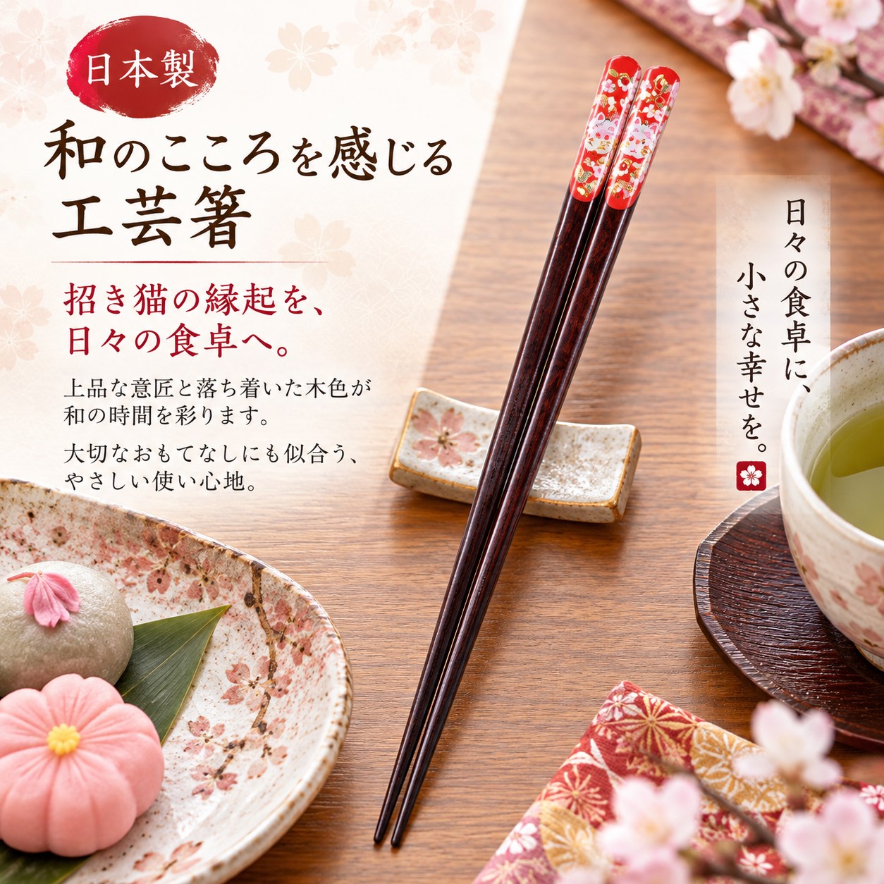 【HIYASU日安工坊】日本工藝箸-黃金招財貓 21cm, , large