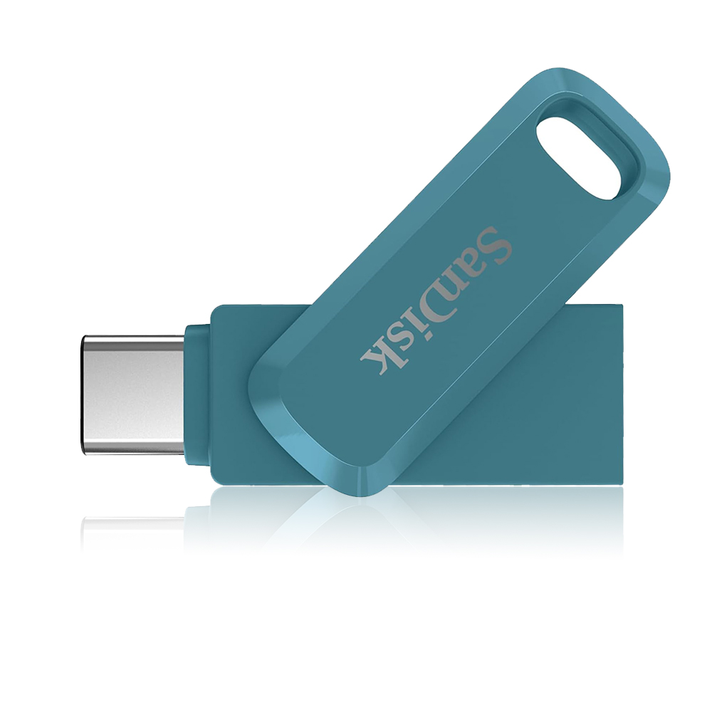 【SanDisk】Ultra GO 64G 海灣藍 TYPE-C USB 3.2 雙用 OTG 旋轉隨身碟 讀取速度 300MB/s, , large