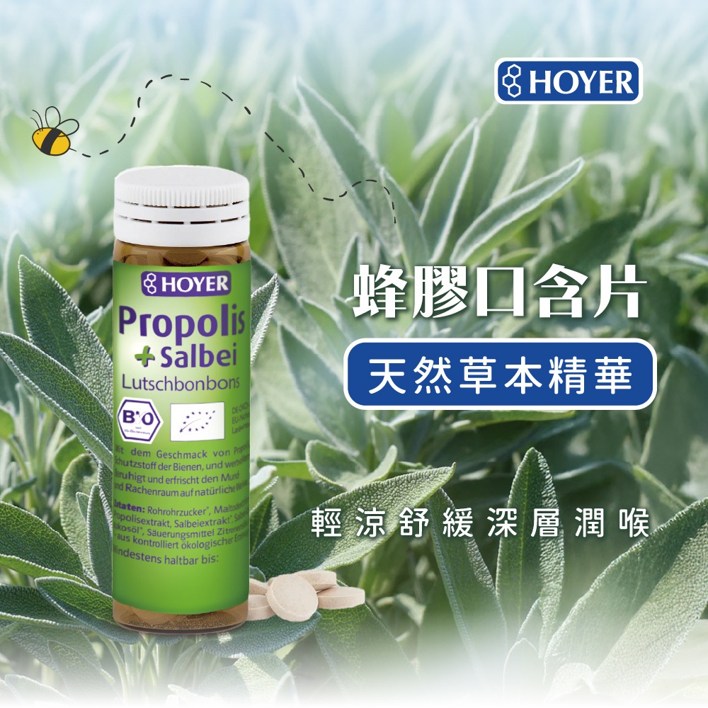 ［德風］HOYER蜂膠口含片3入組(60片/瓶)丨德風健康館  蜂膠喉糖 無糖喉糖 潤喉糖 草本喉糖, , large