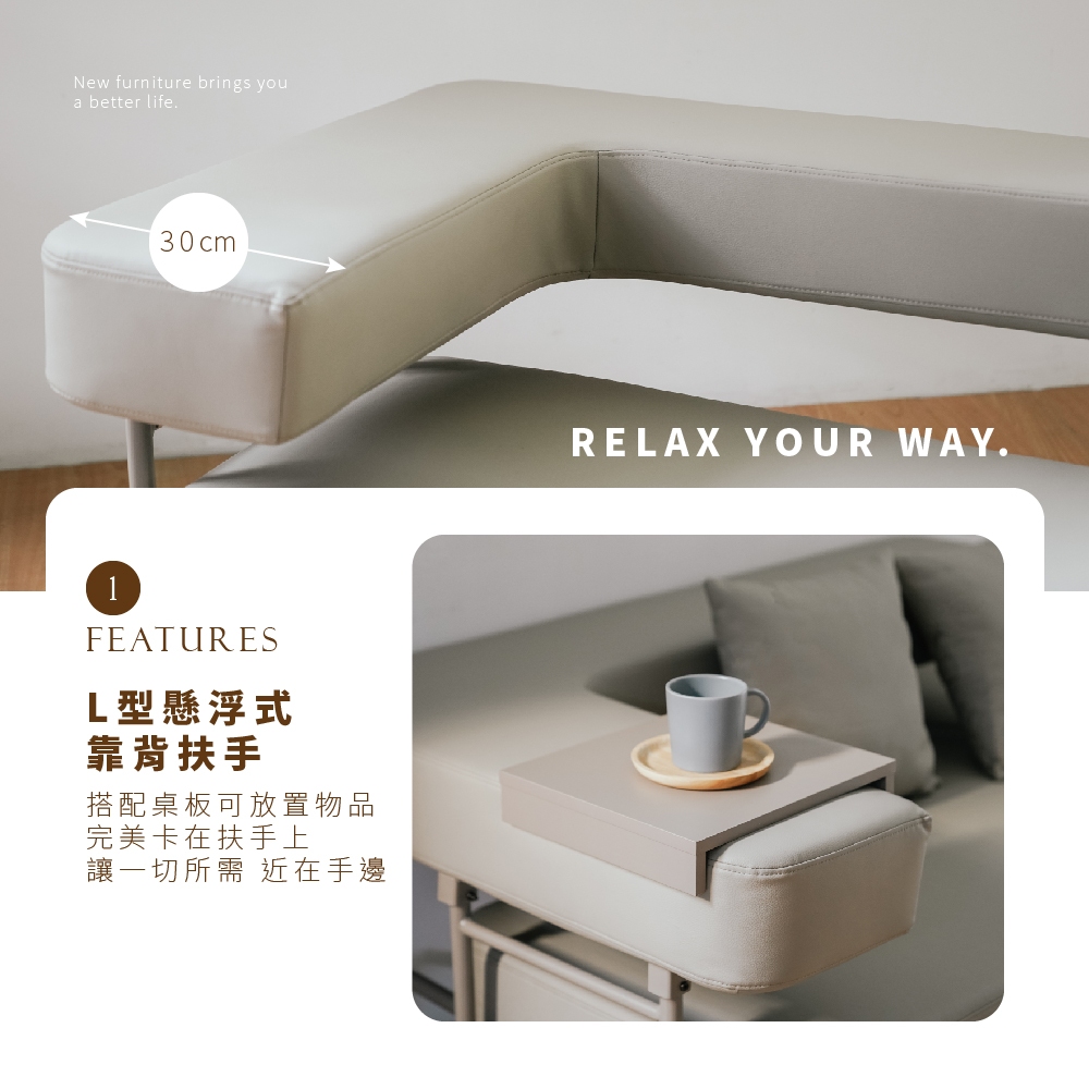 沙發床 貓抓布 單人床L型沙發床 小戶型沙發 套房沙發 SF101, 灰色, large