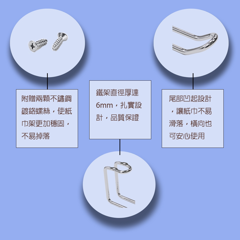 【HomeMax】上廚.壁式兩用紙巾架/304不鏽鋼/櫥櫃下/廚房/浴室/需鑽孔附螺絲/台灣製造●高屋＜K01-048＞, , large