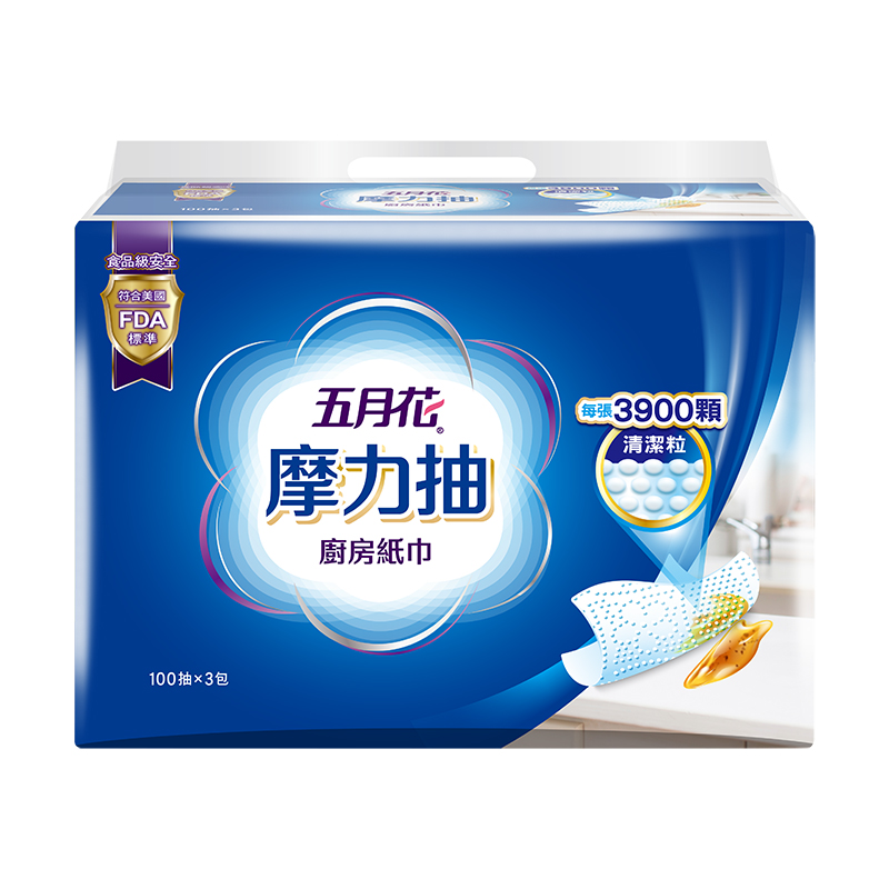 五月花摩力抽廚房紙巾100抽X3包, , large