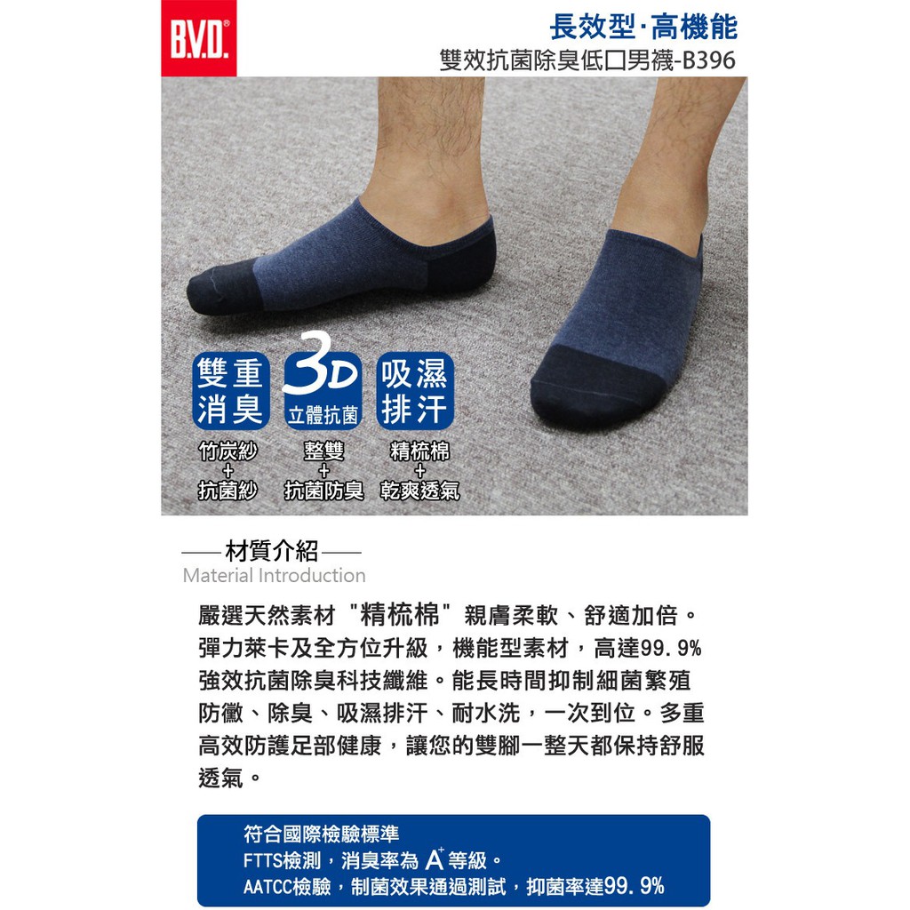 【BVD】雙效抗菌除臭低口男襪<灰>B396 男襪 襪子, , large