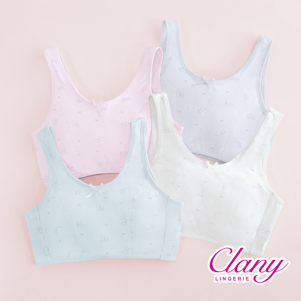 可蘭霓Clany 小貓咪冰礦涼感無鋼圈少女S-Q/2XL 學生內衣 成長型內衣 胸衣 背心 8038-61 雲朵灰, , large