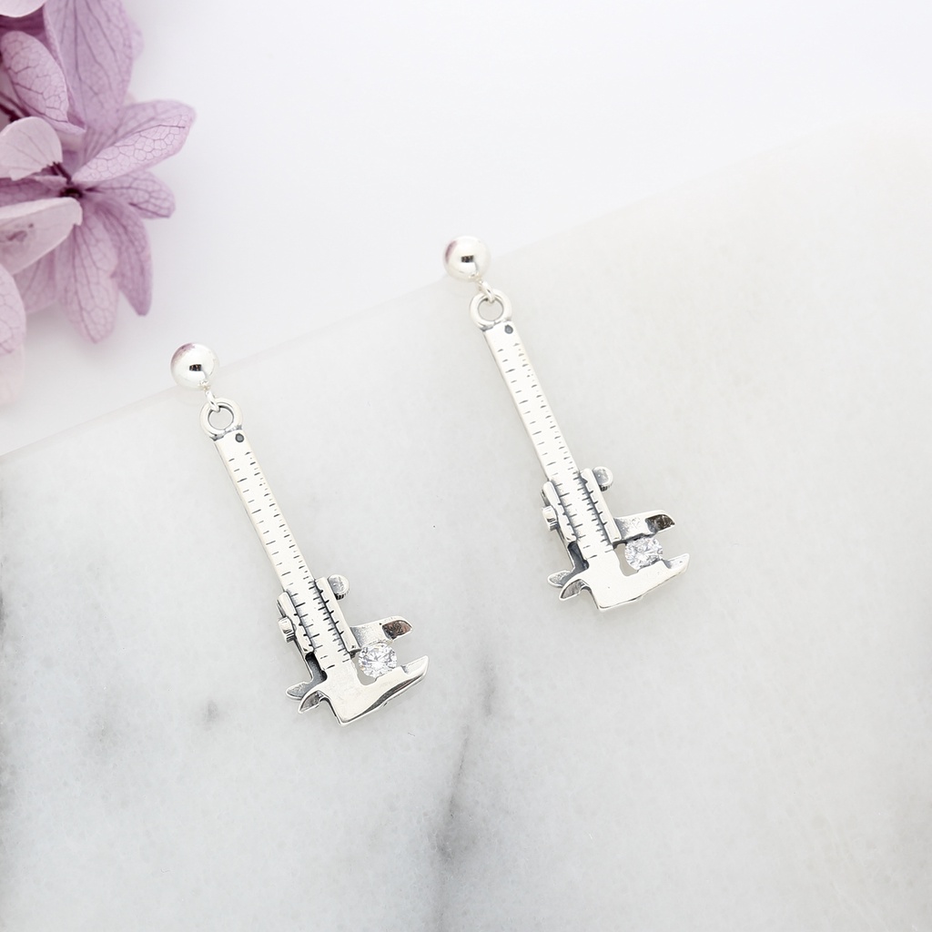 【Angel & Me】Calipers s925 sterling silver earrings (changeable ear clips) gift, , large