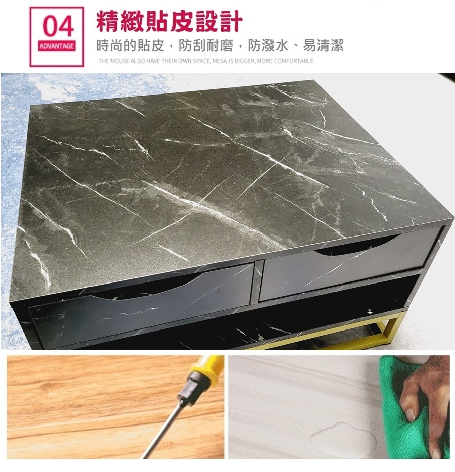 【HTGC】理石紋茶几(寬大桌面/金屬腳架/雙抽收納/中空置物層/仿石紋路)客廳茶几/客廳桌/矮櫃, , large
