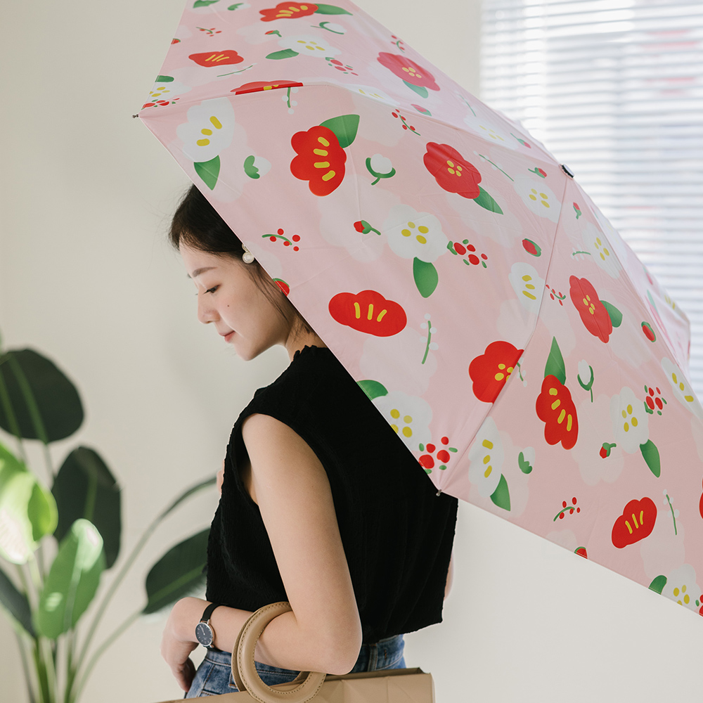 【rento】UV Protection Automatic Umbrella with Black Coating &ndash; Camellia, , large