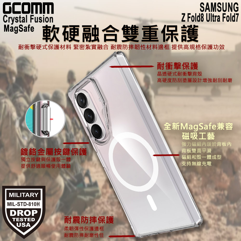 GCOMM 三星 Z Fold8 Ultra Fold7 磁吸晶透金防摔殼 Crystal Fusion MagSafe 兼容, , large