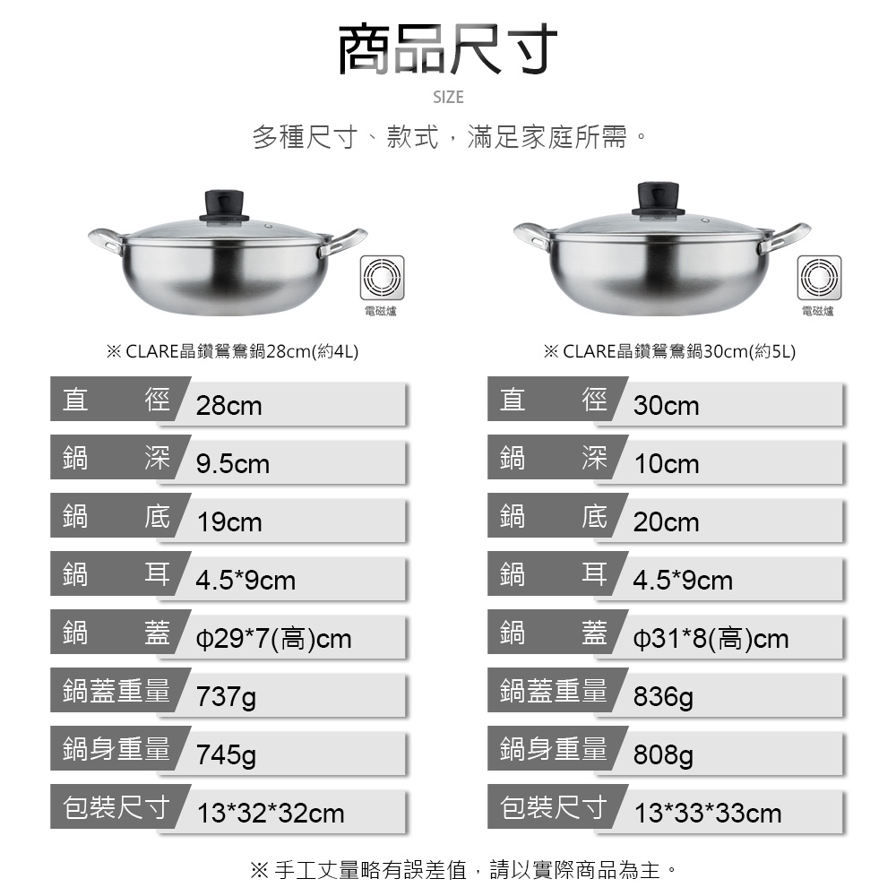 CLARE 可蕾爾 晶鑽304不鏽鋼鴛鴦鍋附蓋 30cm-Leidea樂德兒, , large