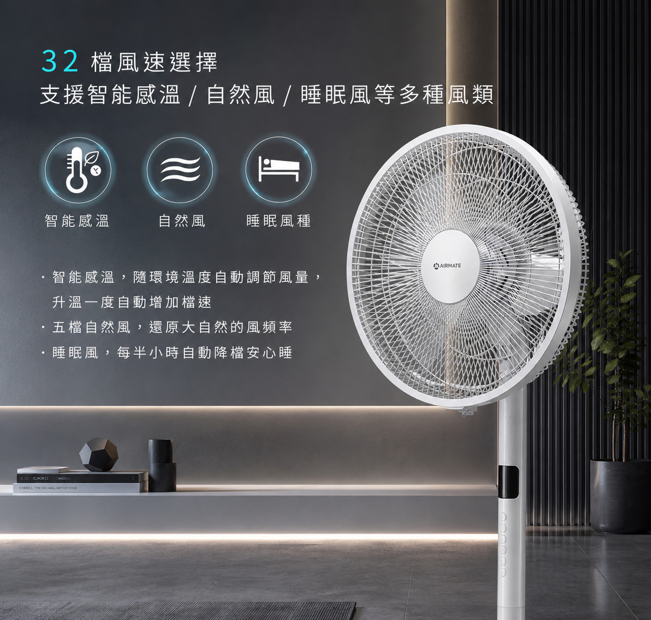 【手機一鍵開風！WiFi智慧立扇全面進化】智慧生活黑科技 AIRMATE 艾美特14吋DC直流馬達智慧節能遙控立地電扇FS35116RI 32段風速 &times; 智能感溫 &times; DC省電 &times; 遠端操控, , large