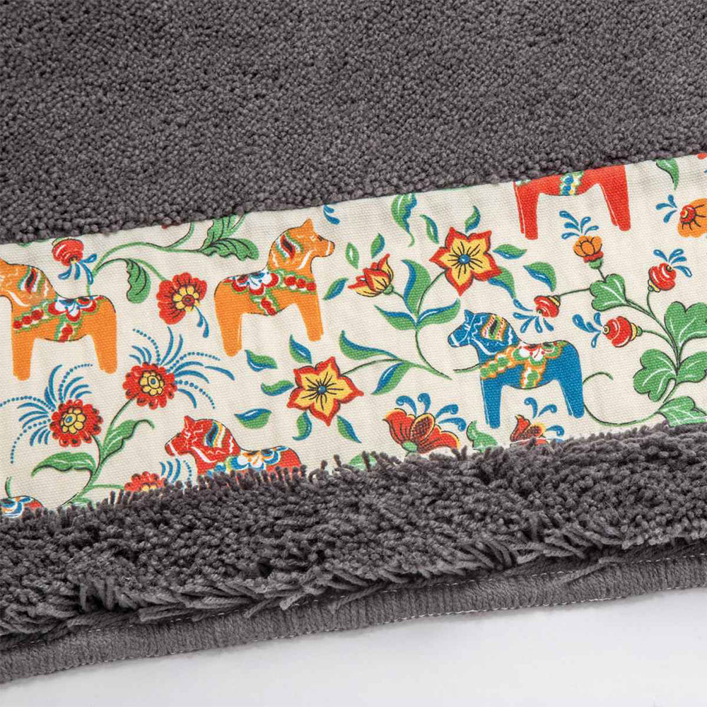 【HASHIZUME】Japan-Made Antibacterial & Deodorant Kitchen Mat 50&times;180cm &ndash; Dark Gray (Nordic-Style Lucky Horse / Non-Slip Design / Machine-Washable), , large