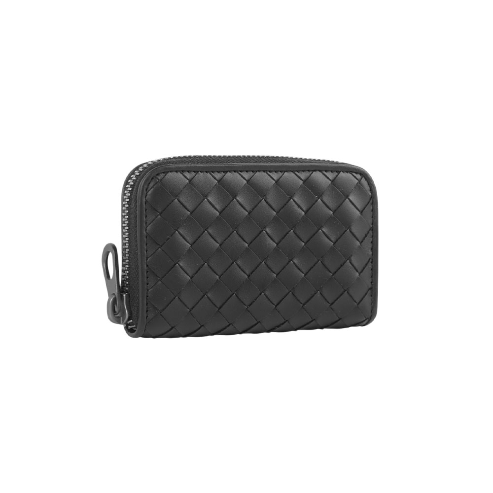 BOTTEGA VENETA 經典編織拉鏈卡包/零錢包(黑色), , large
