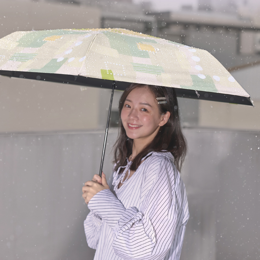 【rento】 碳纖輕量黑膠晴雨傘-簡約色塊, , large