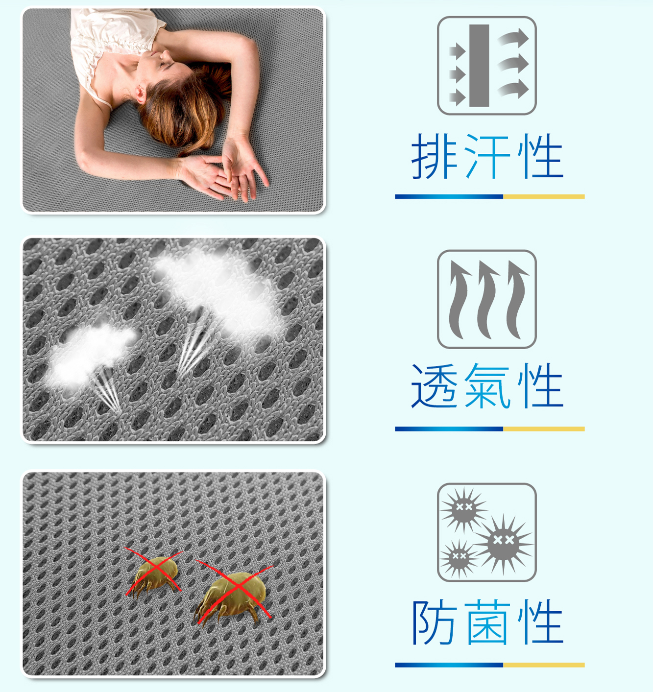 【旭】日本旭川3D立體透氣支撐排汗床墊 1.2CM, , large