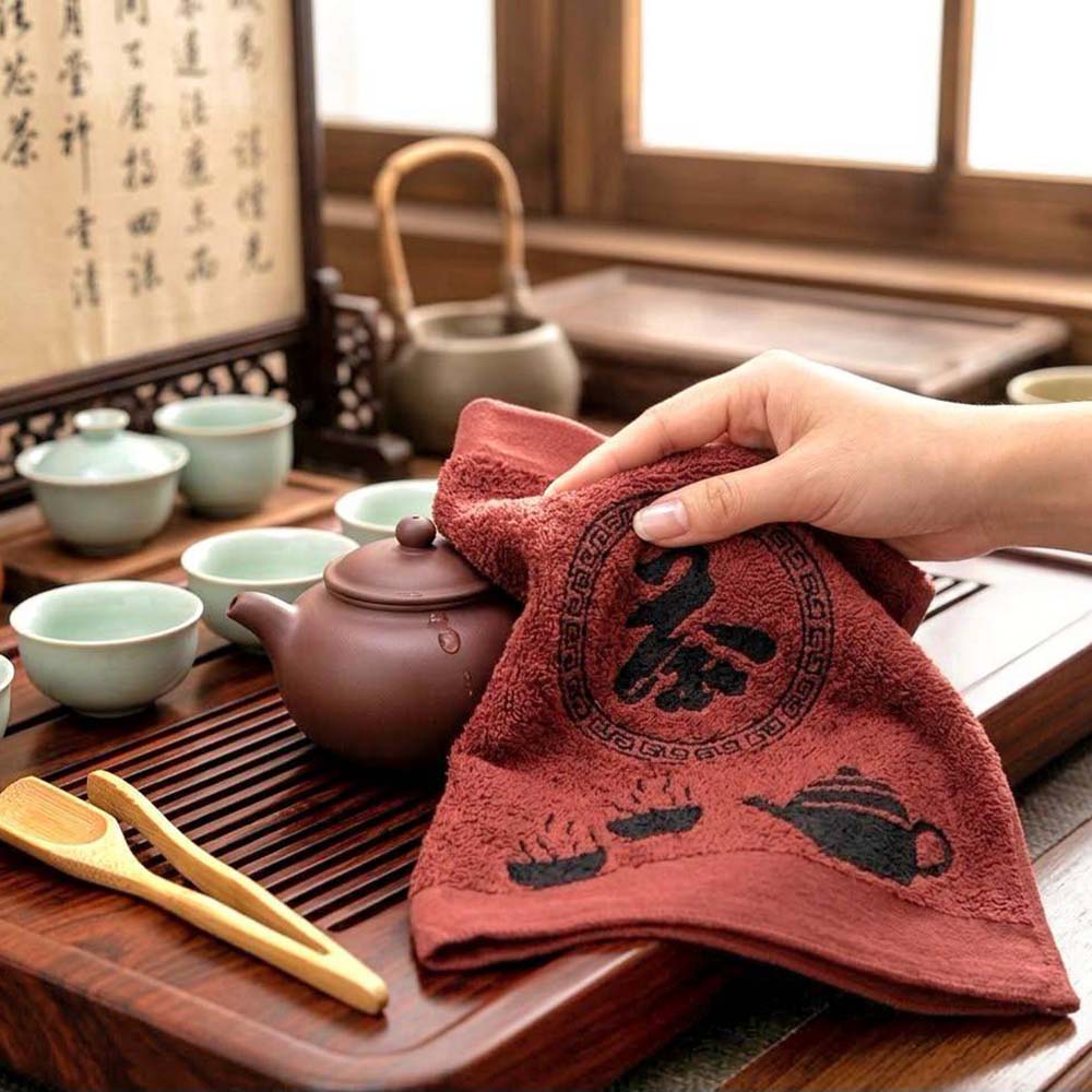 [凱美棉業] MIT台灣製 100%純棉經典印花茶巾 32&times;38cm (泡茶專用/超強吸水/不落絮) 茶席方巾 養壺抹布, , large