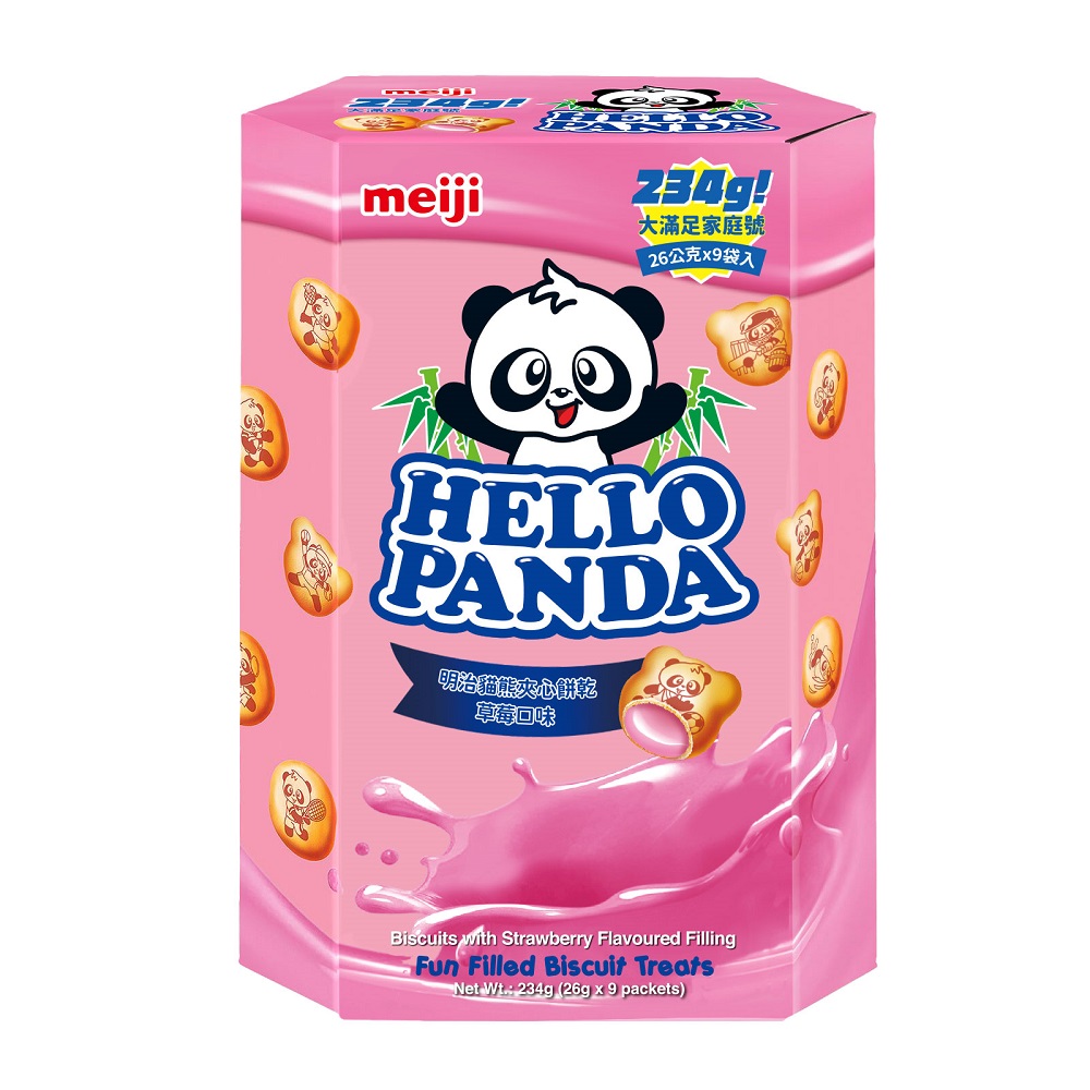 明治貓熊夾心餅乾-草莓口味 234g, , large