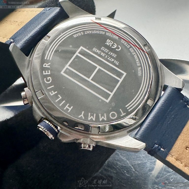 [星晴錶業]TommyHilfiger手錶,46mm,TH00064寶藍色錶面銀藍雙色錶殼寶藍真皮皮革錶帶款, , large
