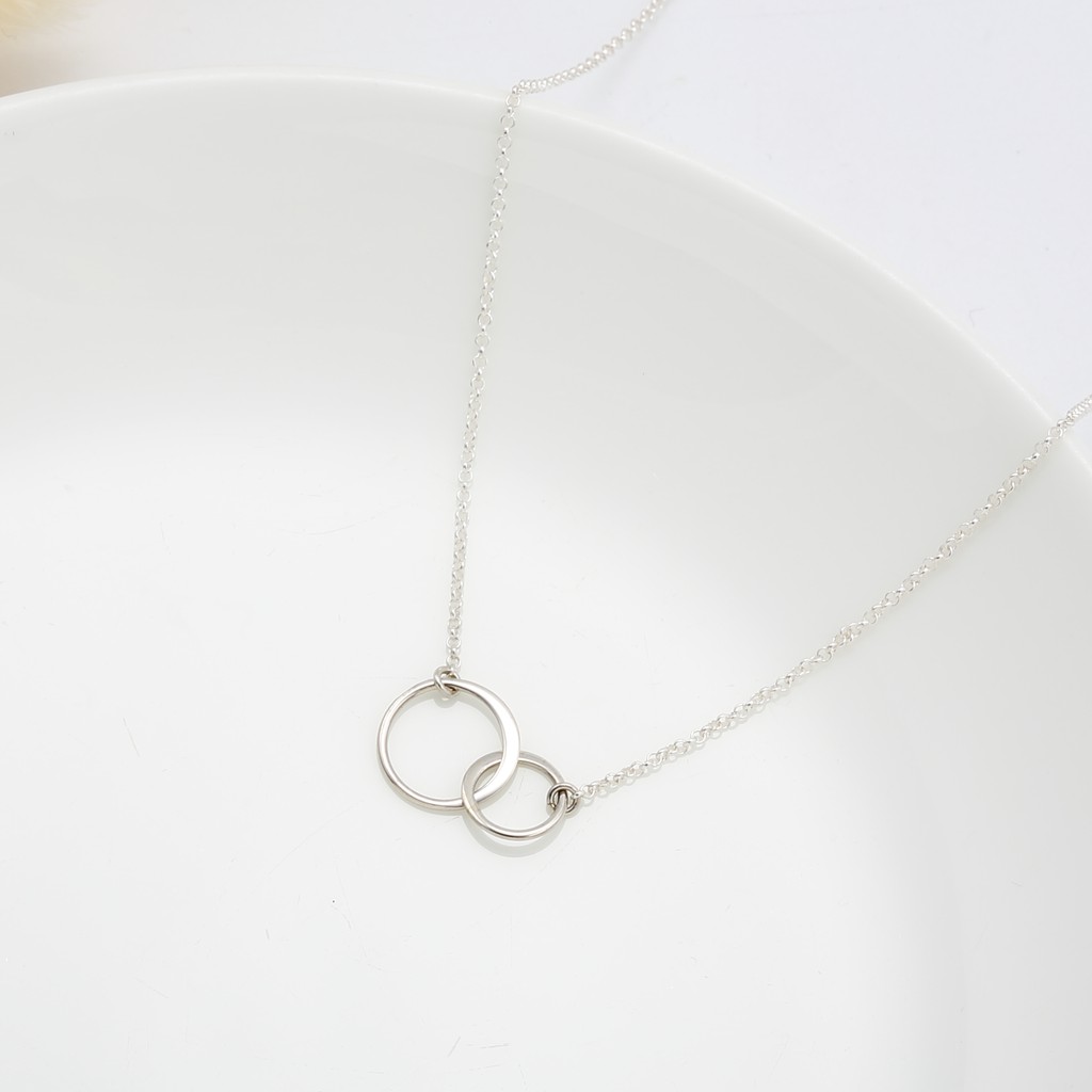 【Angel & Me】Hand in hand double circles s925 sterling silver necklace gift, , large