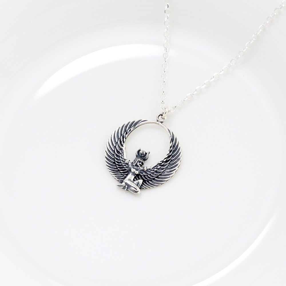 【Angel & Me】 Egyptian Isis Goddess s925 sterling silver necklace birthday gift, , large