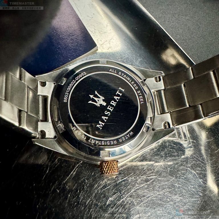 [星晴錶業]MASERATI手錶,32mm,R8853100502白色幾何立體圖形錶面玫瑰金錶殼銀色精鋼錶帶款, , large
