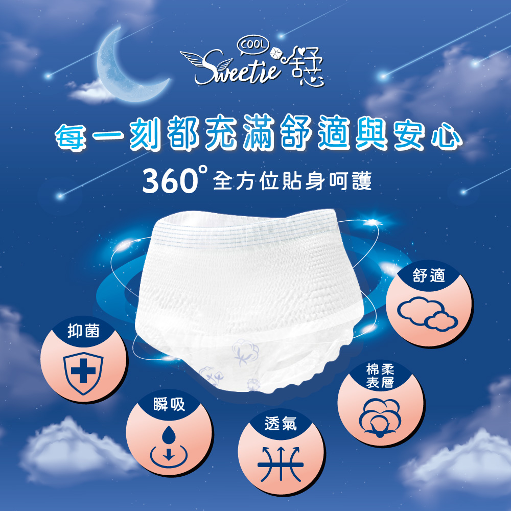 【舒芯】超薄抑菌涼感舒眠褲(M-L/2片*6包), , large