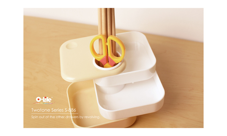 【O-Life】Screw-open storage box - black and white, , large