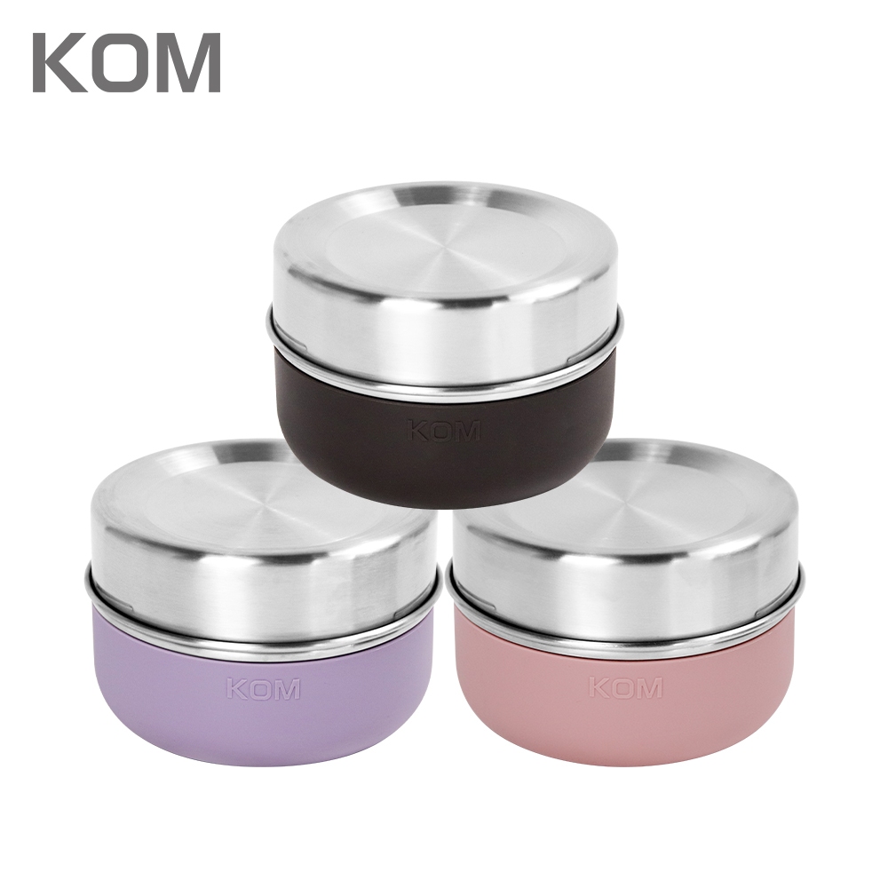 【KOM】一器盒成 可微波矽膠304不鏽鋼便當盒, 粉色, large