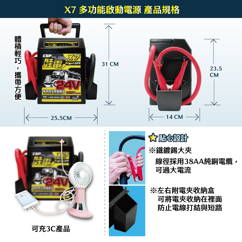【CSP】哇電 X7 哇電X7 多功能電源供應器 24V救車 電霸 救車線 汽車緊急啟動 行動電源 道路救星 砂石車啟動 山貓啟動 悍馬車 公車啟動 挖土機啟動 JUMP STARTER 台灣 工地作業車, , large