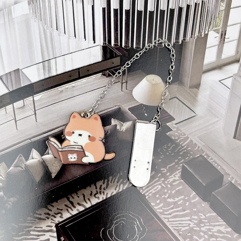 貓咪書籤【22種款式可選】金屬鍊條書籤 隱形書籤 琺瑯貓咪吊飾 書籤夾 金屬書籤 吊掛貓咪 陪讀小貓 貓咪吊飾 鋅合金 兩用書籤, , large