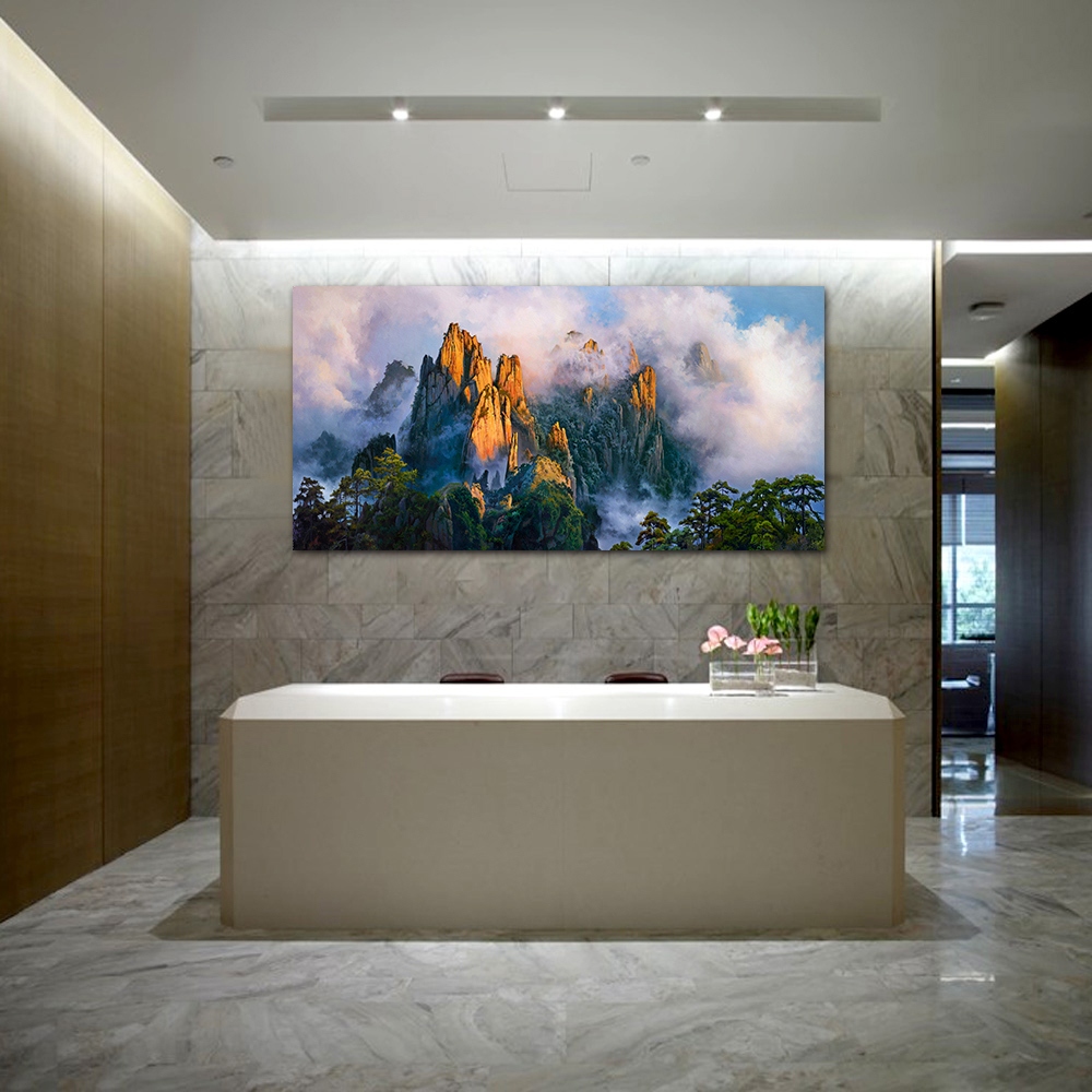 【御畫房】黃山雲海 國家一級畫師手繪油畫60&times;120cm(VF-144), , large