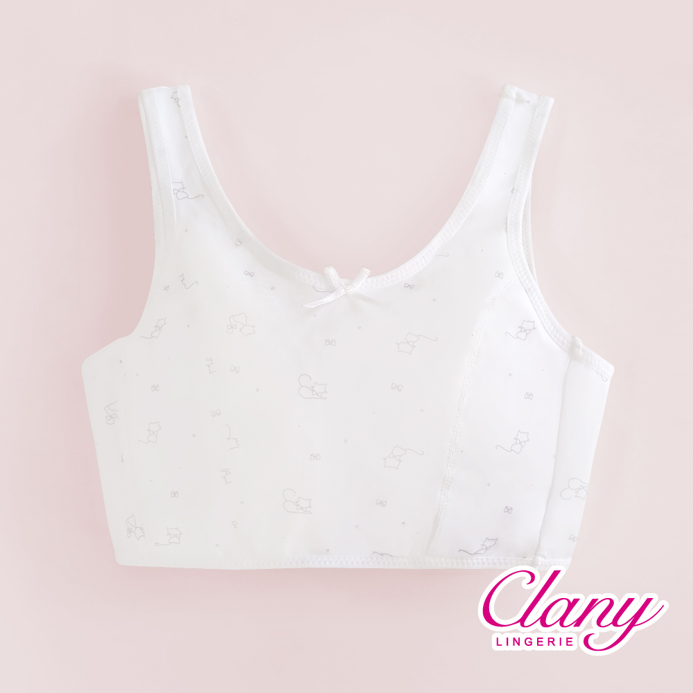 可蘭霓Clany 小貓咪冰礦涼感無鋼圈少女S-Q/2XL 學生內衣 成長型內衣 8038-22 白色 胸衣 背心, , large