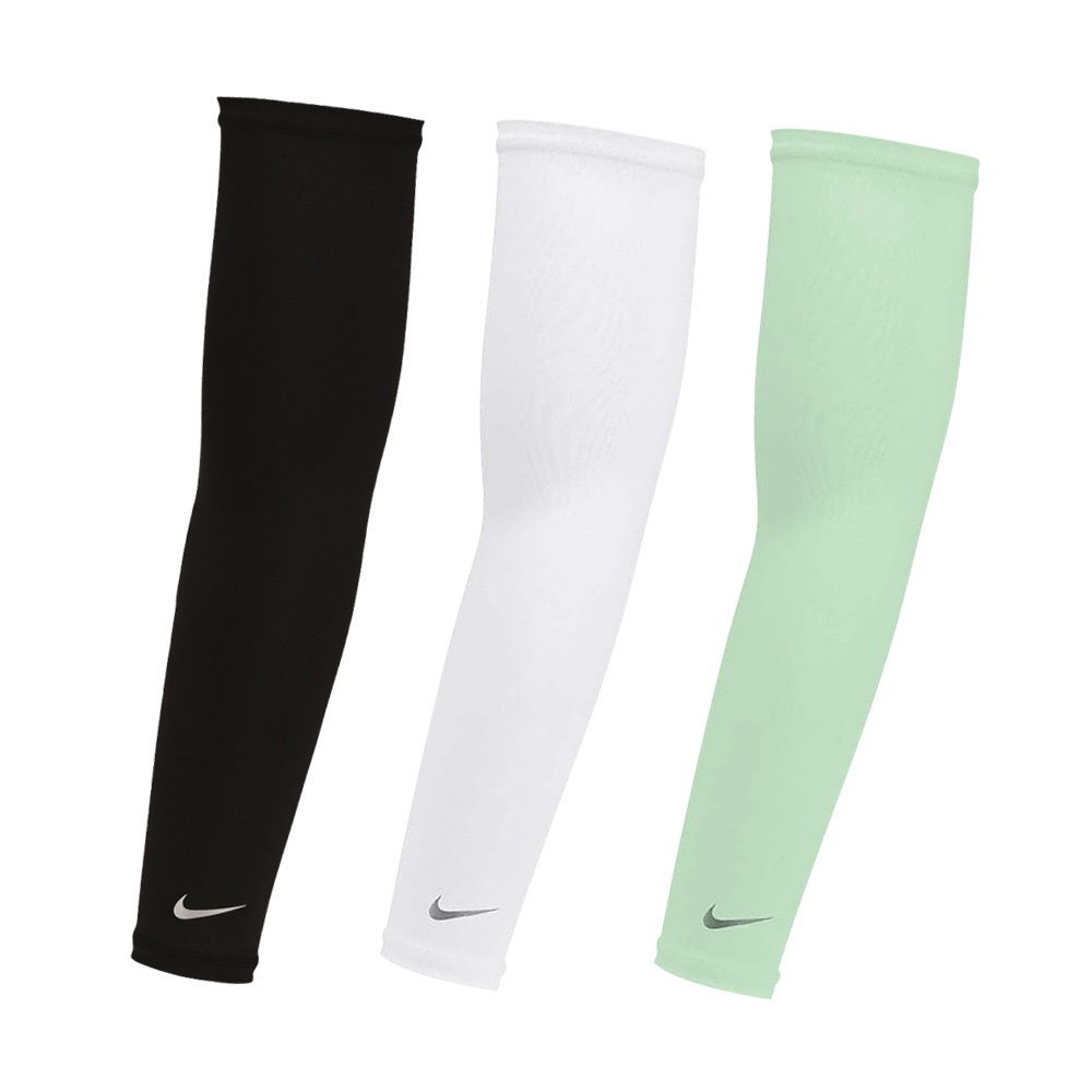 NIKE 輕量跑步臂套2.0 護臂套 袖套 路跑 戶外運動 素色 簡約 防曬 反光 吸濕 排汗 快乾 透氣 黑 白 亮綠, , large