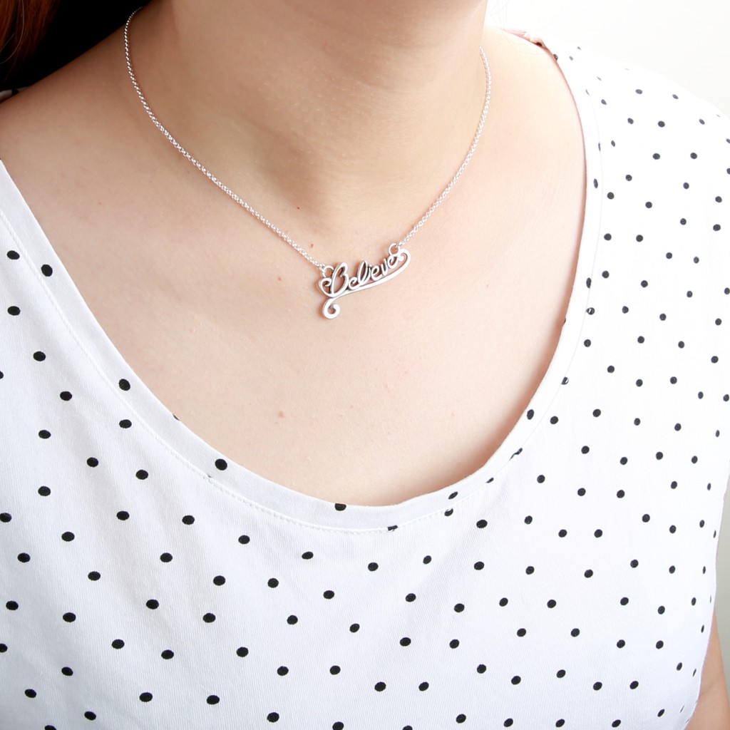 【Angel & Me】Believe hope s925 sterling silver necklace Birthday gift, , large