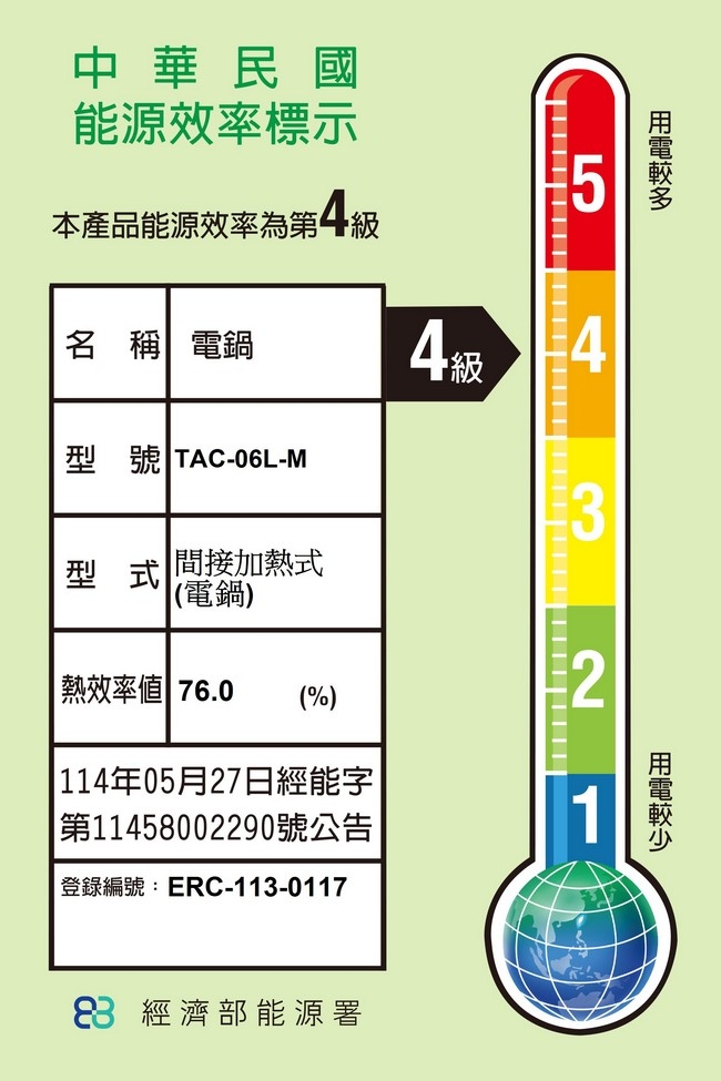 【TATUNG大同】大同6人份不鏽鋼電鍋-白(內鍋+蒸盤)TAC-06L-MCW, , large