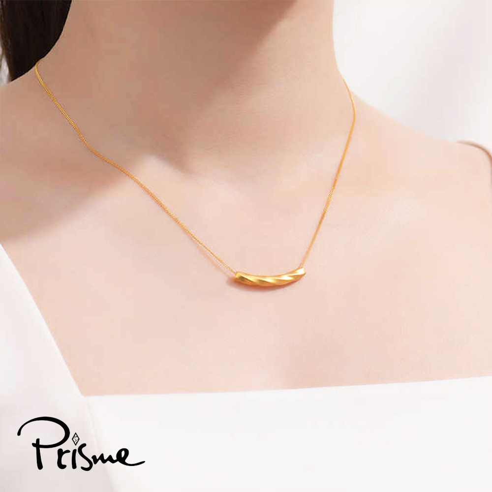 【Prisme Gold】黃金項鍊 麻花彎管 鍊墜項鍊 (金重：約0.08錢&plusmn;0.03), , large