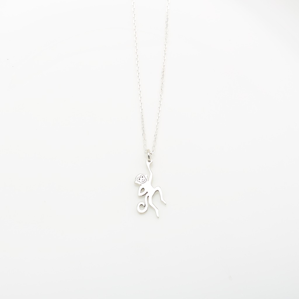 【Angel & Me】Cute Naughty Monkey s925 sterling silver necklace Birthday gift, , large