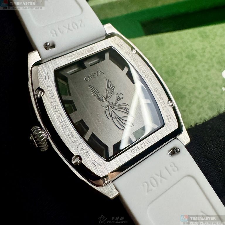 [星晴錶業]GEYA手錶,36mm, 44mm,G76221LWW白色錶面銀錶殼白矽膠錶帶款, , large