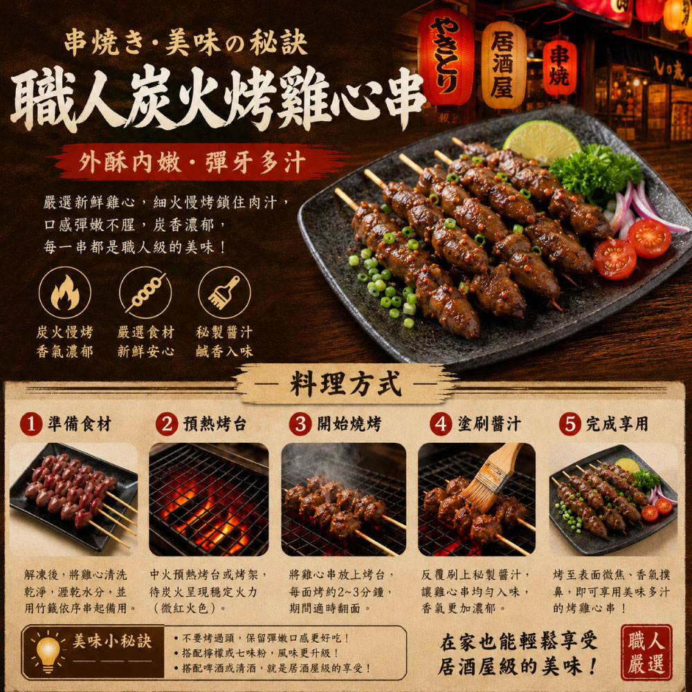 約克街肉舖 醬燒雞心串15串(40g+-10%/串/3串1包), , large