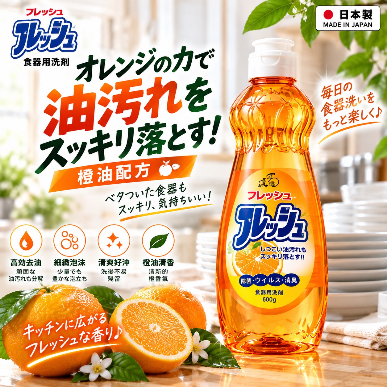 【HIYASU日安工坊】餐具洗滌劑(橙油配方), , large