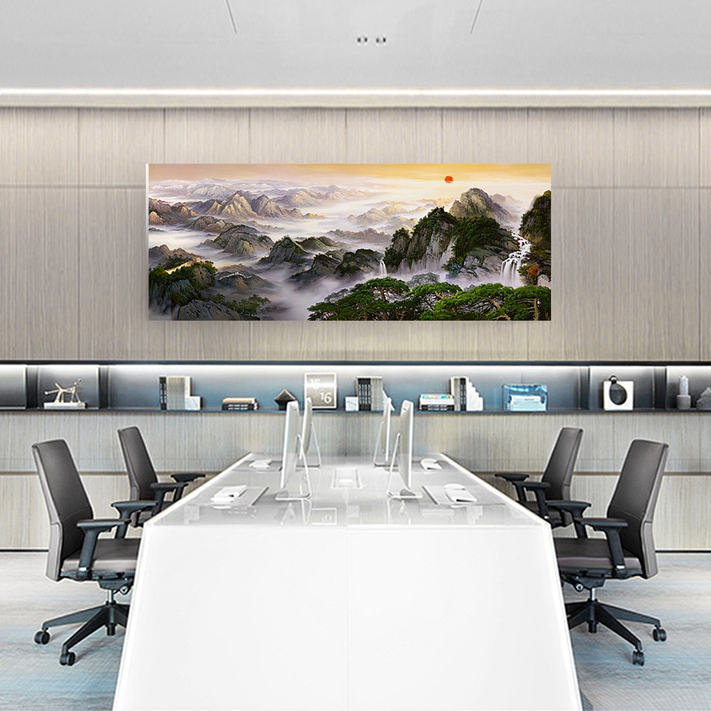 【御畫房】黃山雲海 國家一級畫師手繪油畫60&times;120cm(VF-33), , large
