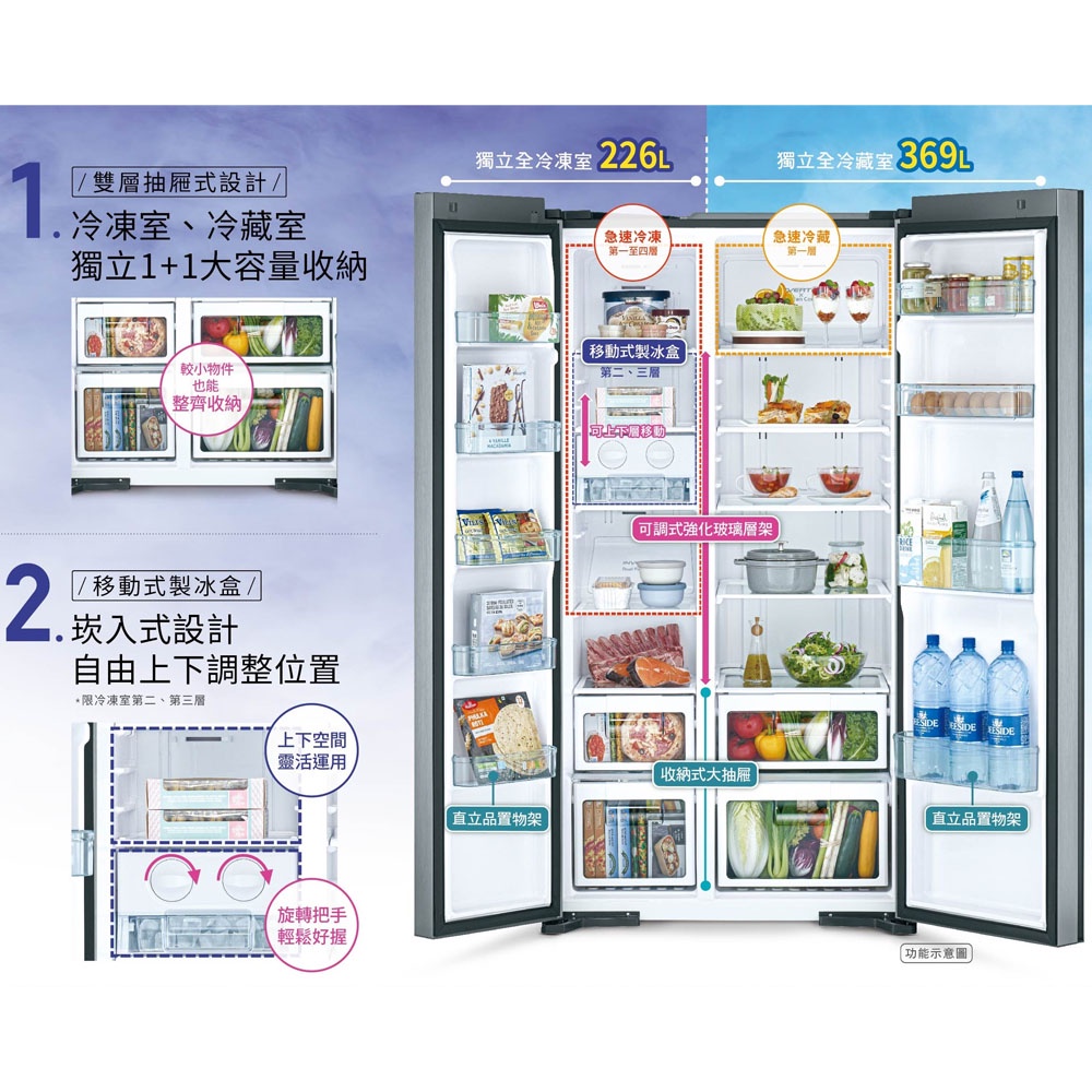 HITACHI 日立 595L二級能效變頻雙門對開冰箱 RS600PTW-GBK琉璃黑, , large