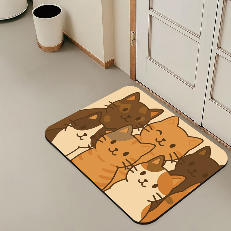 【怪獸】瑪思特 30秒瞬吸 軟式珪藻土吸水地墊 北歐動物系列 (60x40cm) -喵星小隊, , large