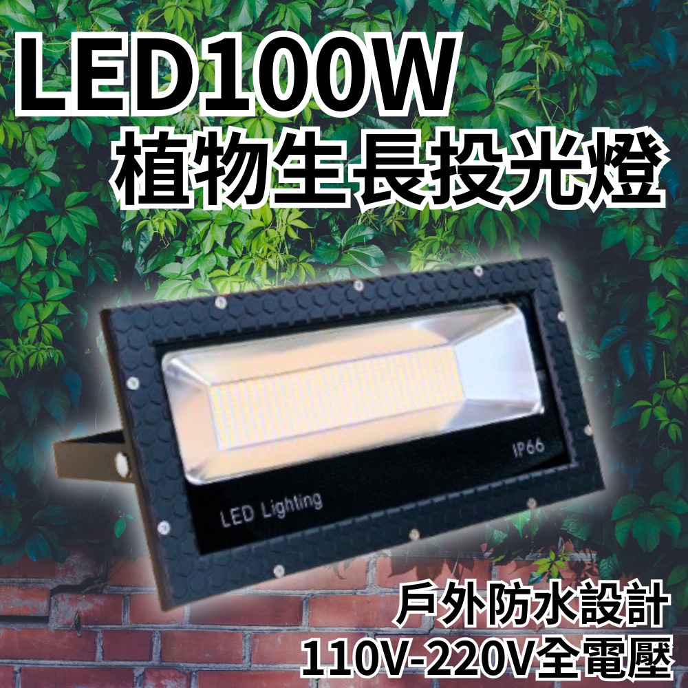 【君沛】100W強力補光 全光譜壓鑄投射燈 抑制徒長 防水防潮 居家陽台 露台大面積覆蓋 多肉 觀葉植物 專業生長燈首選, , large