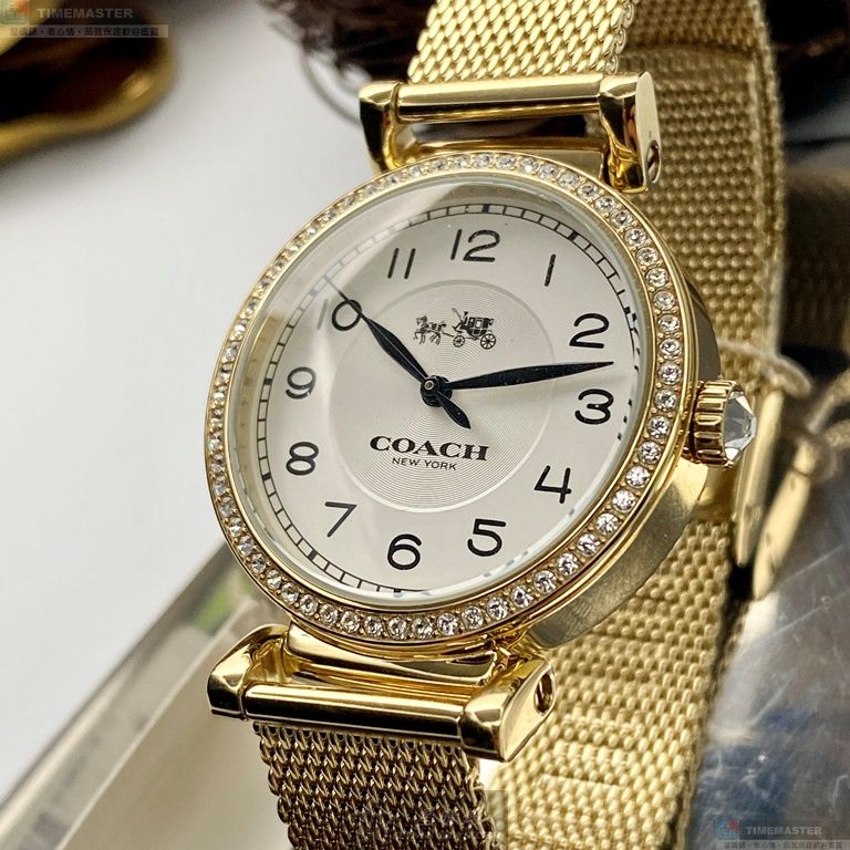 [星晴錶業]COACH手錶,32mm,CH00061白色錶面金色錶殼金色米蘭錶帶款, , large
