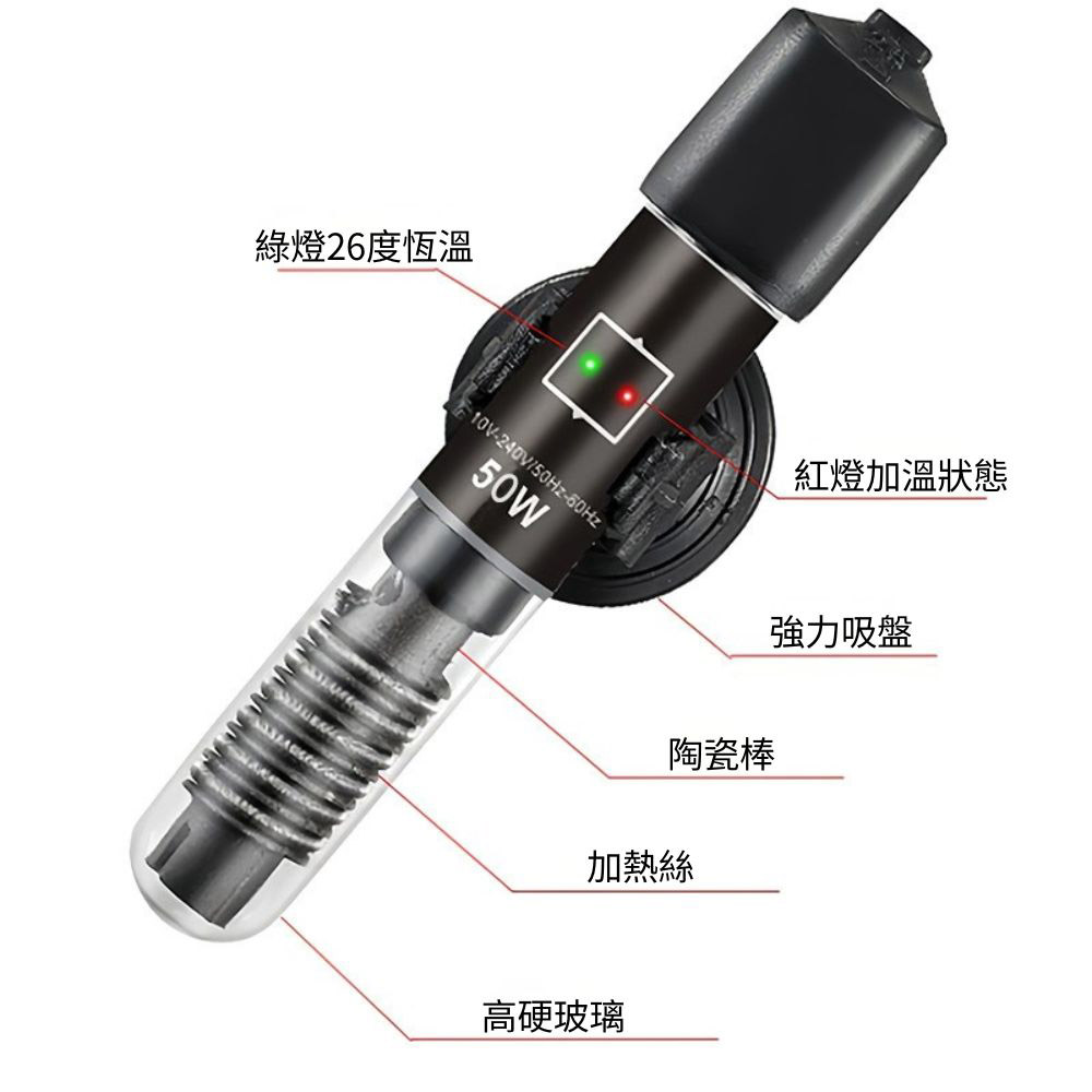 50W Mini Fish Tank Heater with Plug, , large