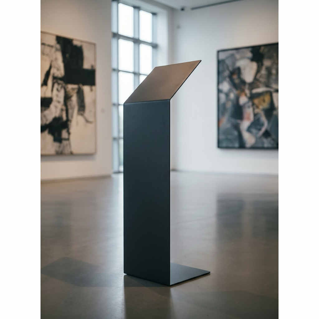 【 SHAONIANNA.TW 】極簡金屬互動展示立牌 高端金屬資訊展示立座 藝廊級金屬展示立牌 商用級金屬導覽展示架, , large