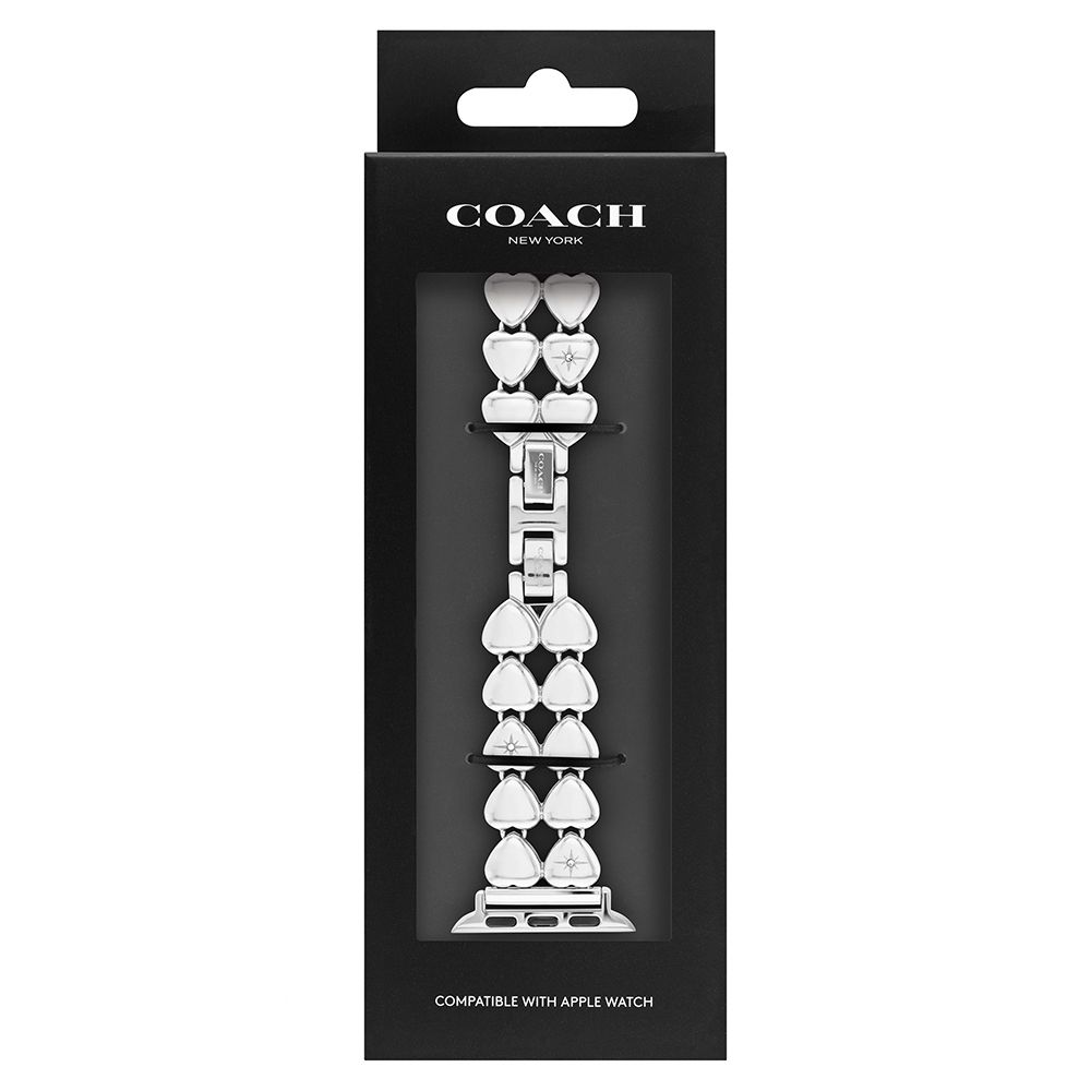 COACH Apple Watch 錶帶 38/40/41mm適用 愛心造型不鏽鋼錶帶 送禮推薦-銀 不含手錶CO14700335, , large