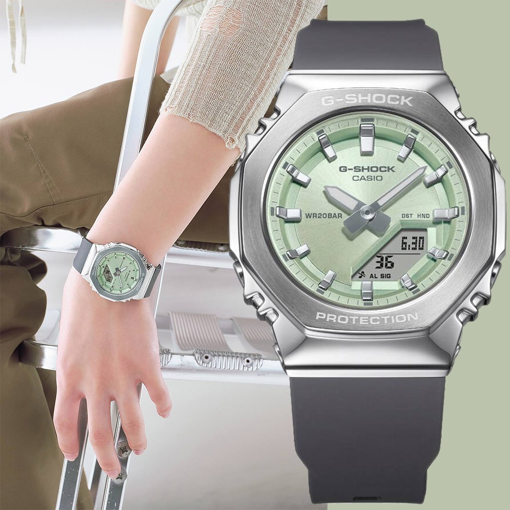 CASIO 卡西歐 G-SHOCK 粉彩金屬八角手錶 女錶 GM-S2110-3A, , large