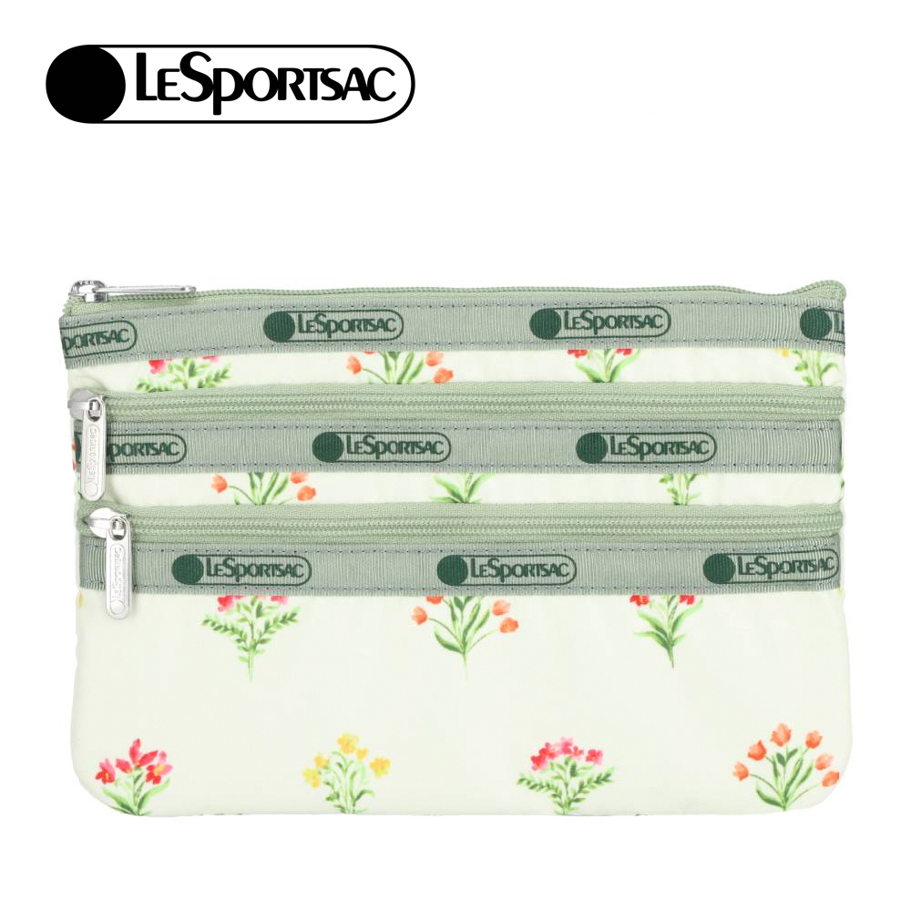 Lesportsac 3-Zip Cosmetic 三層拉鍊化妝包 收納包 盥洗包 女包 男包(盛夏草原), , large
