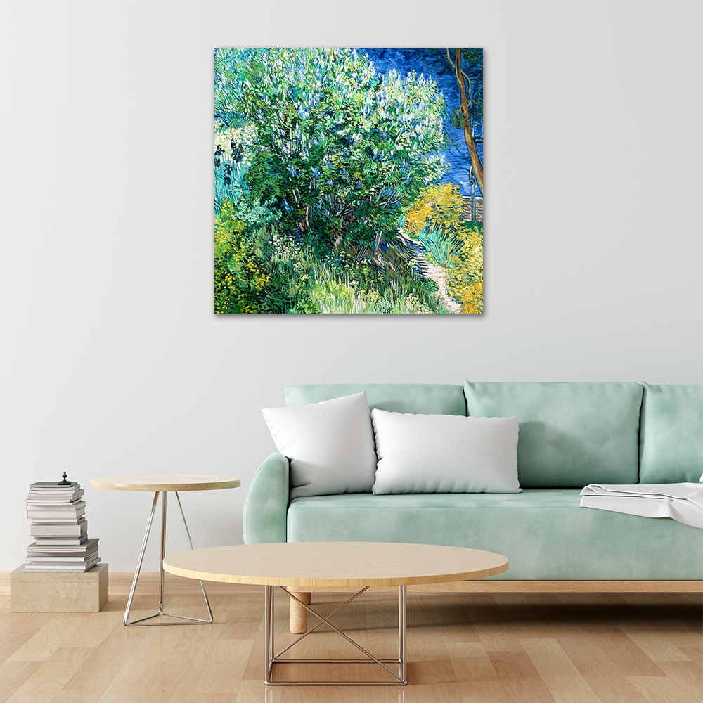 【御畫房】紫丁香花叢 國家一級畫師手繪油畫80&times;80cm(VF-173), , large